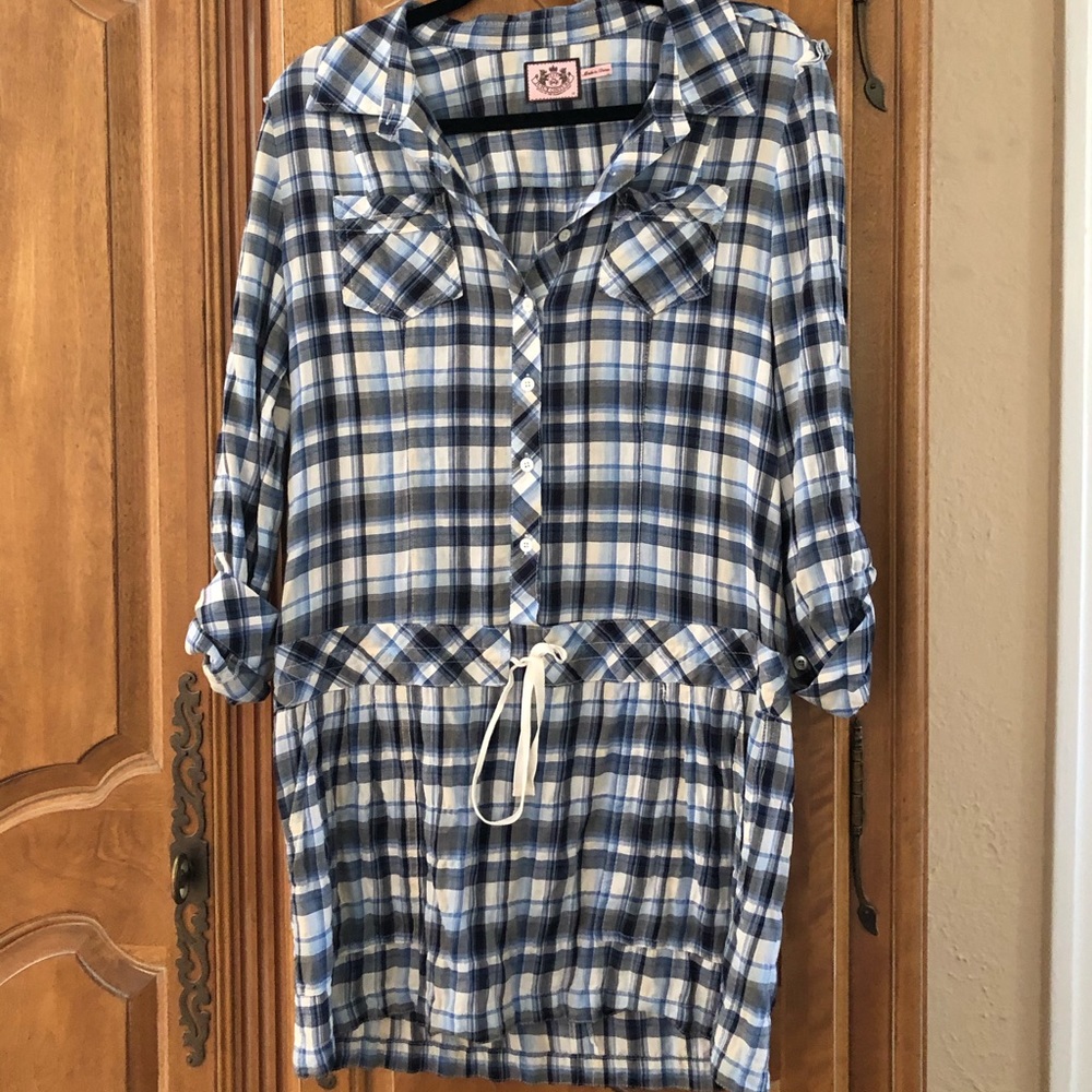 Blue Plaid Size 10 Juicy Couture Drop Waist Dress - Picture 2 of 6